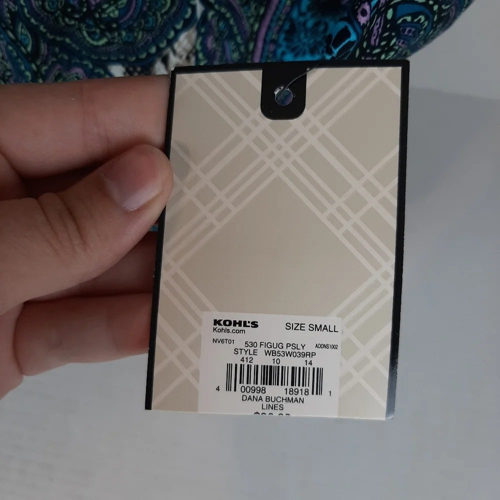 🔥NWT Dana Buchman Ladies Small Colorful Paisley Print Button Down Shirt C2 - Picture 3 of 9